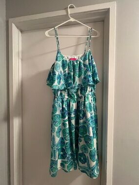 Lilly Pulitzer (Target)  White Dress with Teal and Blue Shell Print